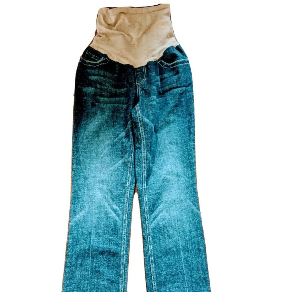 Indigo blue maternity jeans denim low rise